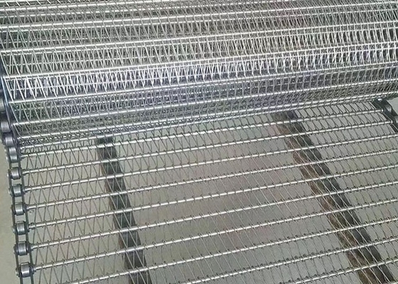 Correia transportadora de arame plano de aço inoxidável para processamento de alimentos