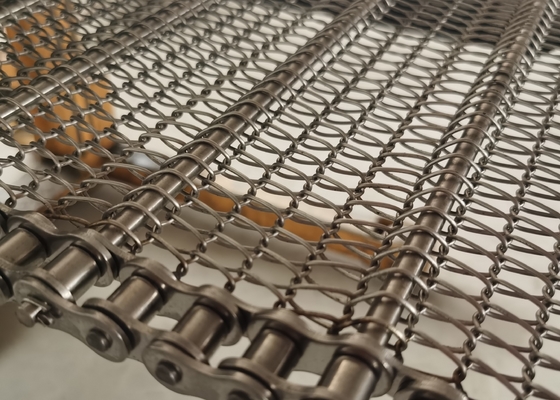 Correia transportadora de malha de arame de elo de corrente de metal de alta temperatura para indústria de alimentos
