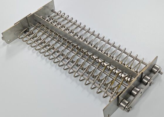 Cinta transportadora de malha de corrente espiral de aço inoxidável de grau alimentício 304 316 316L e aço carbono para forno