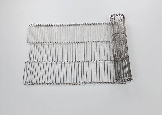 Correia transportadora de correia flexível plana de aço inoxidável para máquina de cozinhar alimentos
